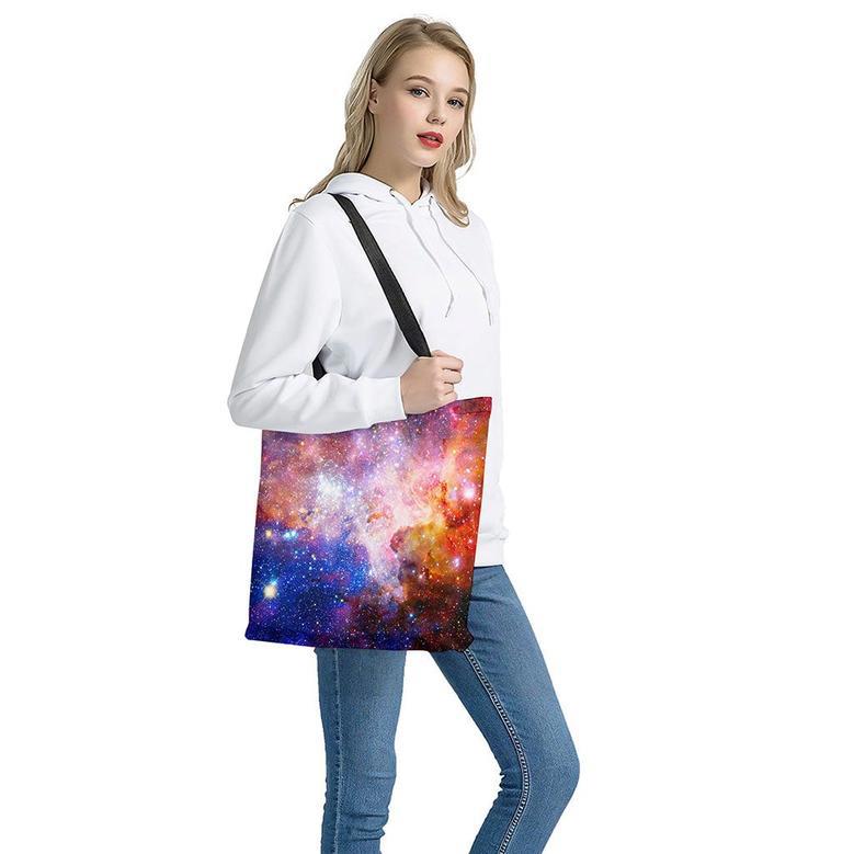 Light Stardust Galaxy Deep Space Print Tote Bag