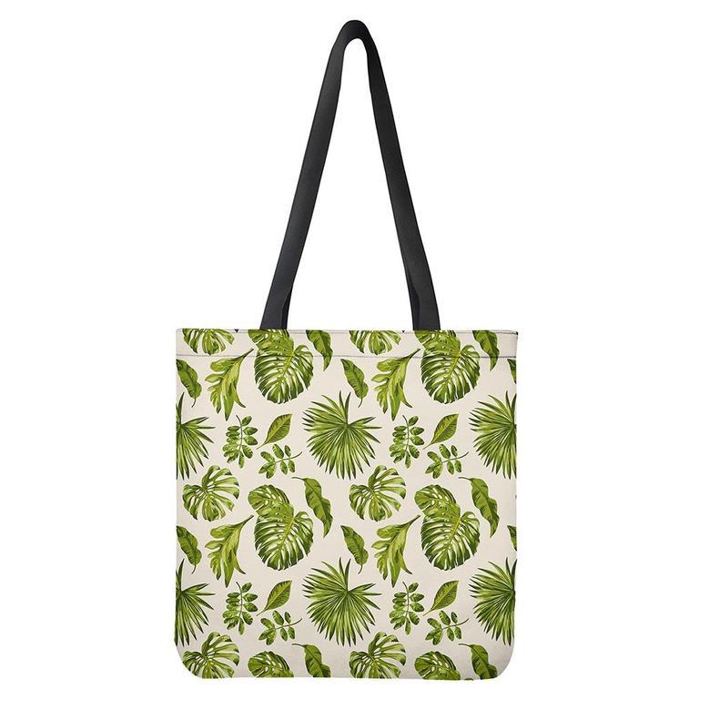 Light Tropical Leaf Pattern Print Tote Bag