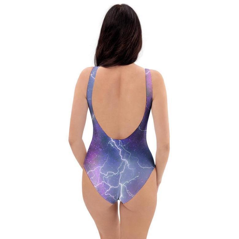 Lightning Aurora Galaxy Space One Piece Swimsuite