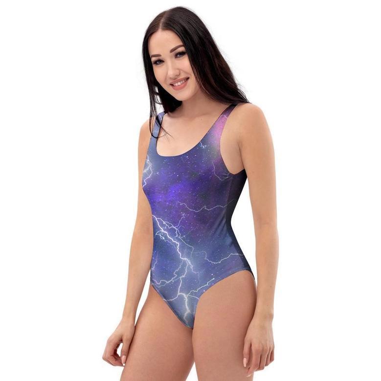 Lightning Aurora Galaxy Space One Piece Swimsuite