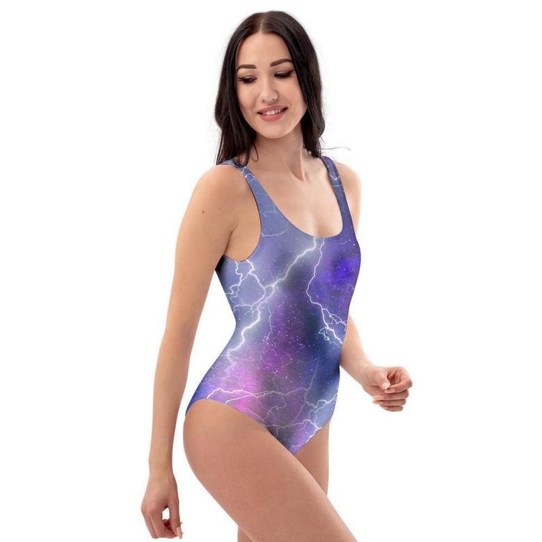 Lightning Aurora Galaxy Space One Piece Swimsuite