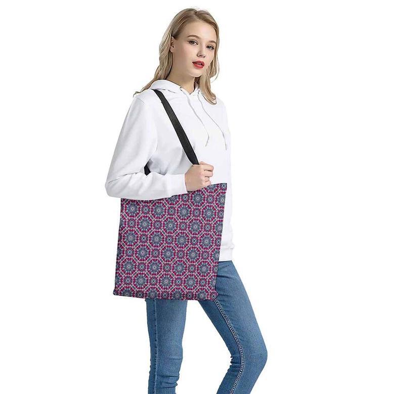 Magenta Mandala Bohemian Pattern Print Tote Bag