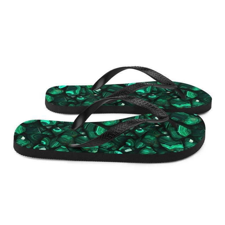 Malachite Pattern Flip Flops