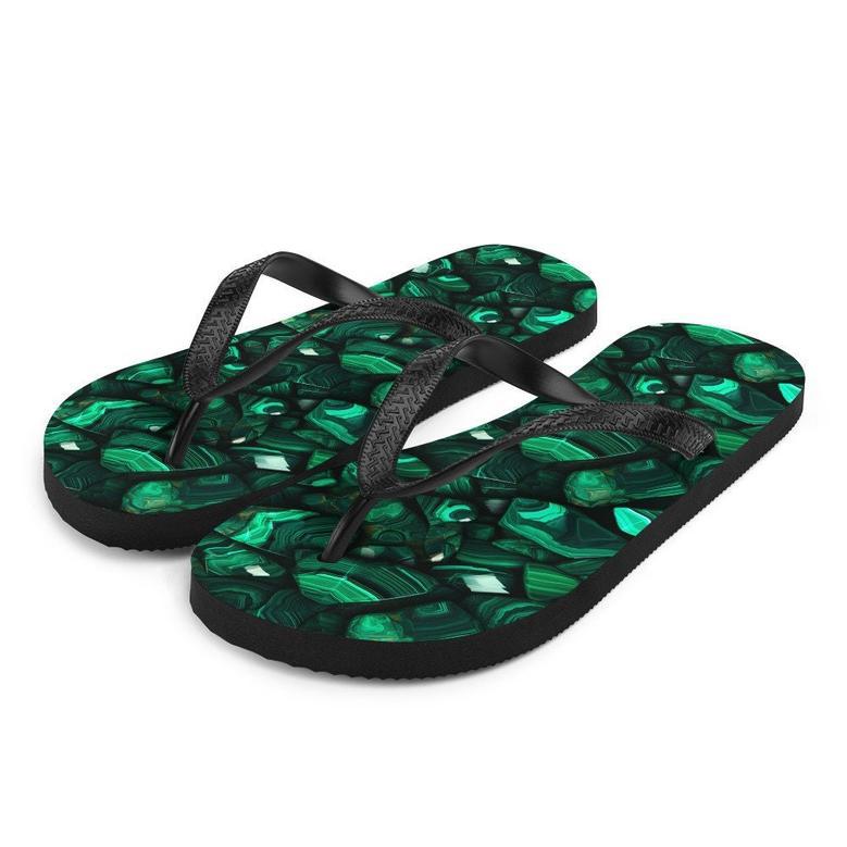 Malachite Pattern Flip Flops