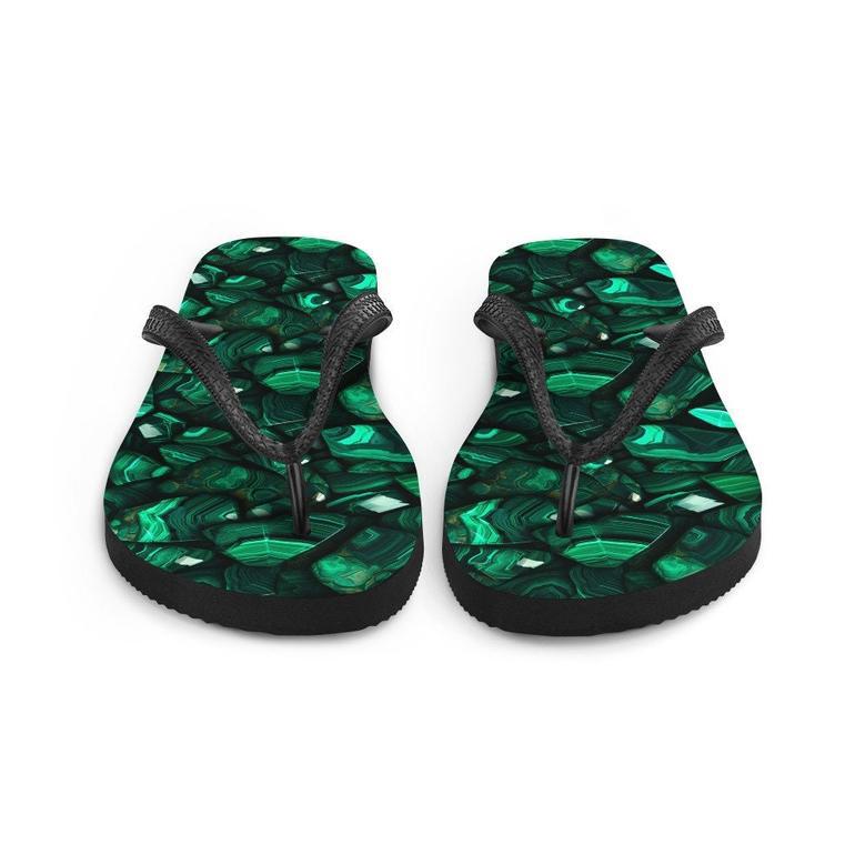 Malachite Pattern Flip Flops