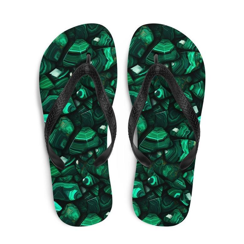 Malachite Pattern Flip Flops