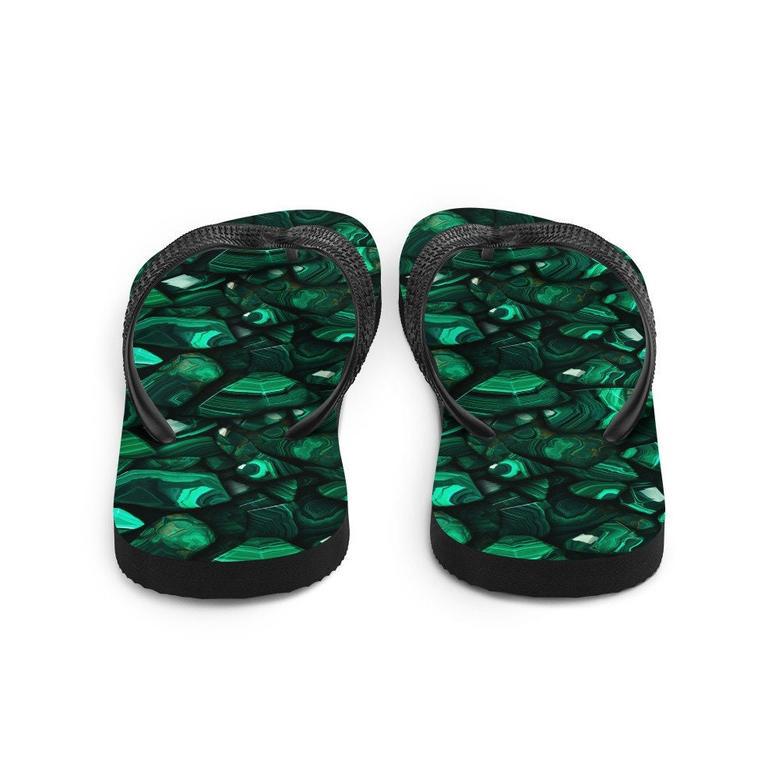 Malachite Pattern Flip Flops