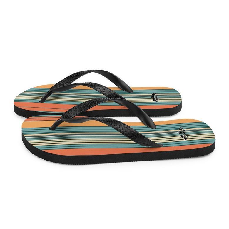 Mikey P’S Orange Blue Retro Striped Flip Flops Colorful