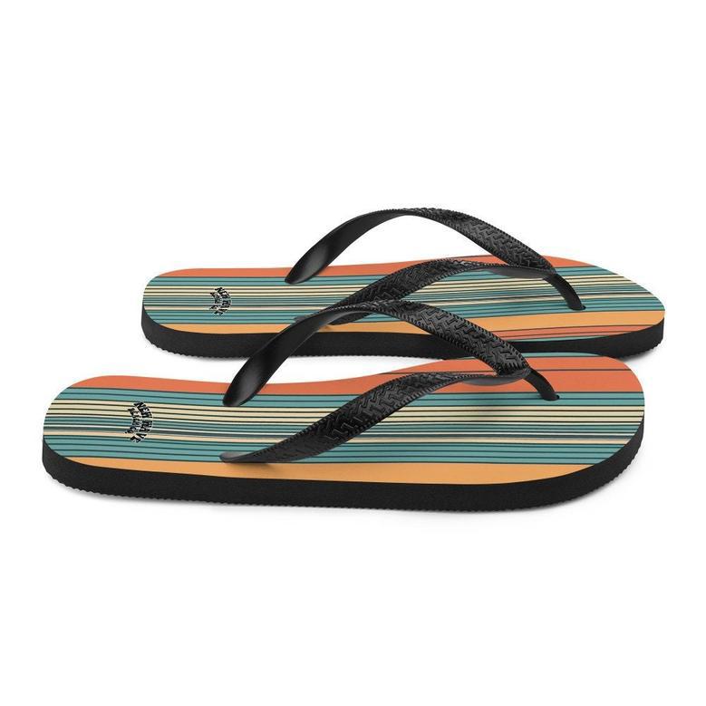 Mikey P’S Orange Blue Retro Striped Flip Flops Colorful