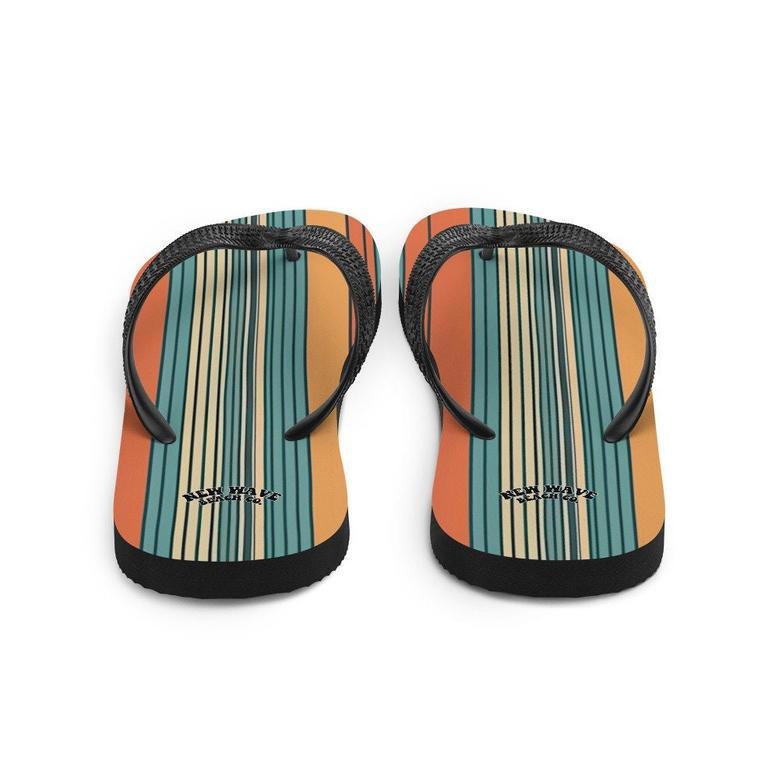 Mikey P’S Orange Blue Retro Striped Flip Flops Colorful