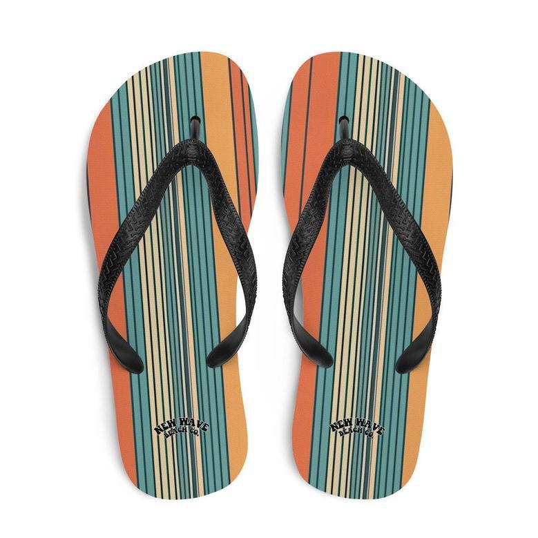 Mikey P’S Orange Blue Retro Striped Flip Flops Colorful