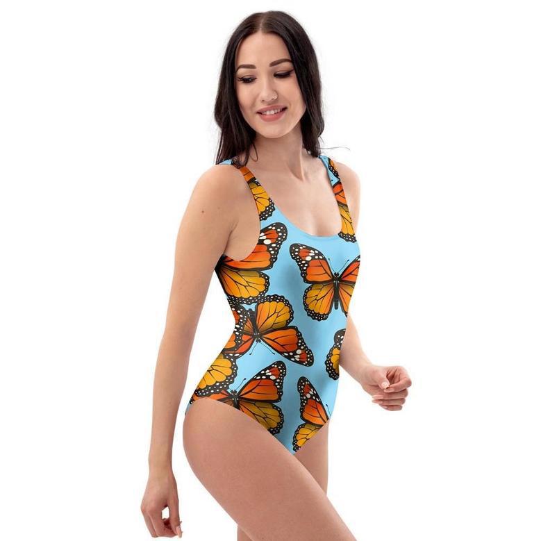 Monarch Butterfly Print One Piece Swimsuite