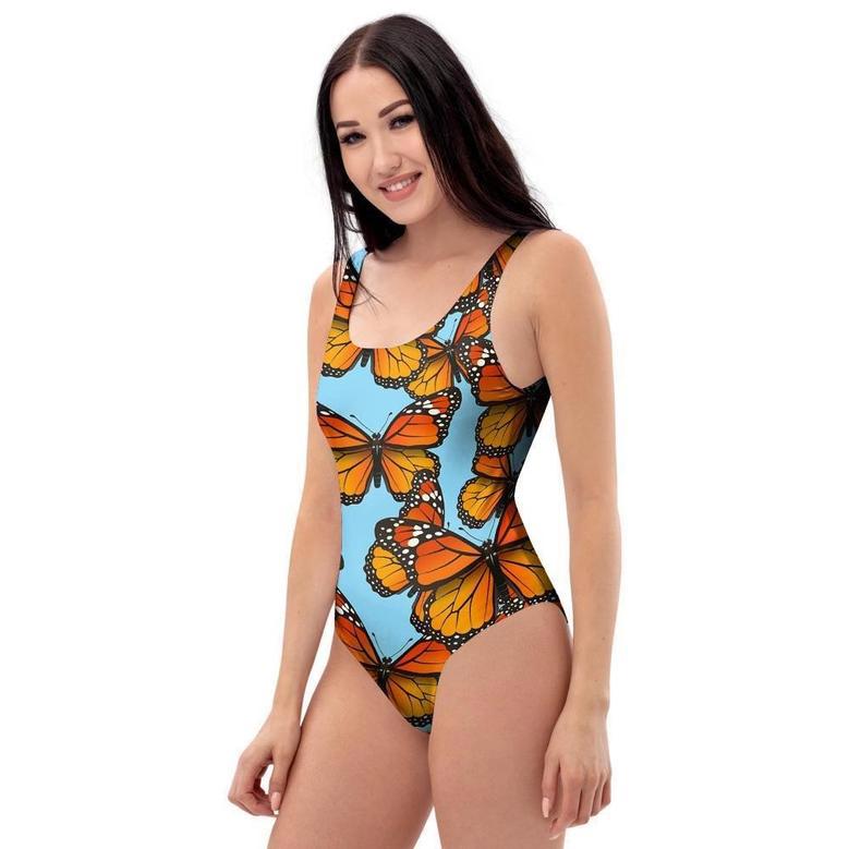 Monarch Butterfly Print One Piece Swimsuite