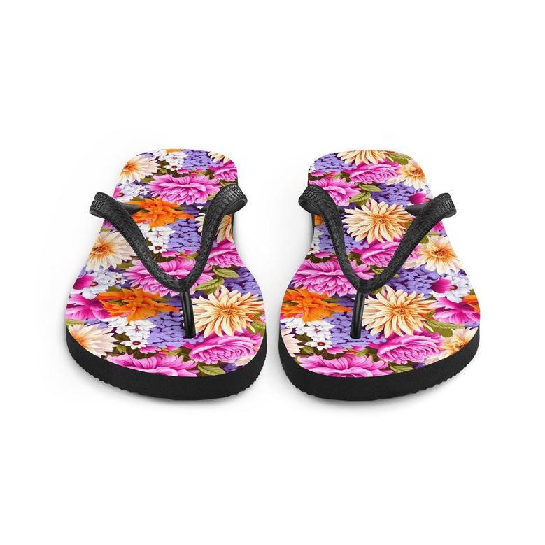 Multi-Color Floral Flip Flops