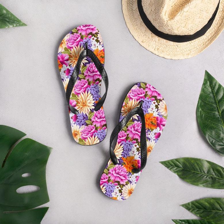 Multi-Color Floral Flip Flops