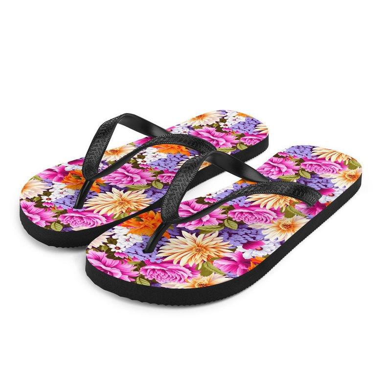 Multi-Color Floral Flip Flops