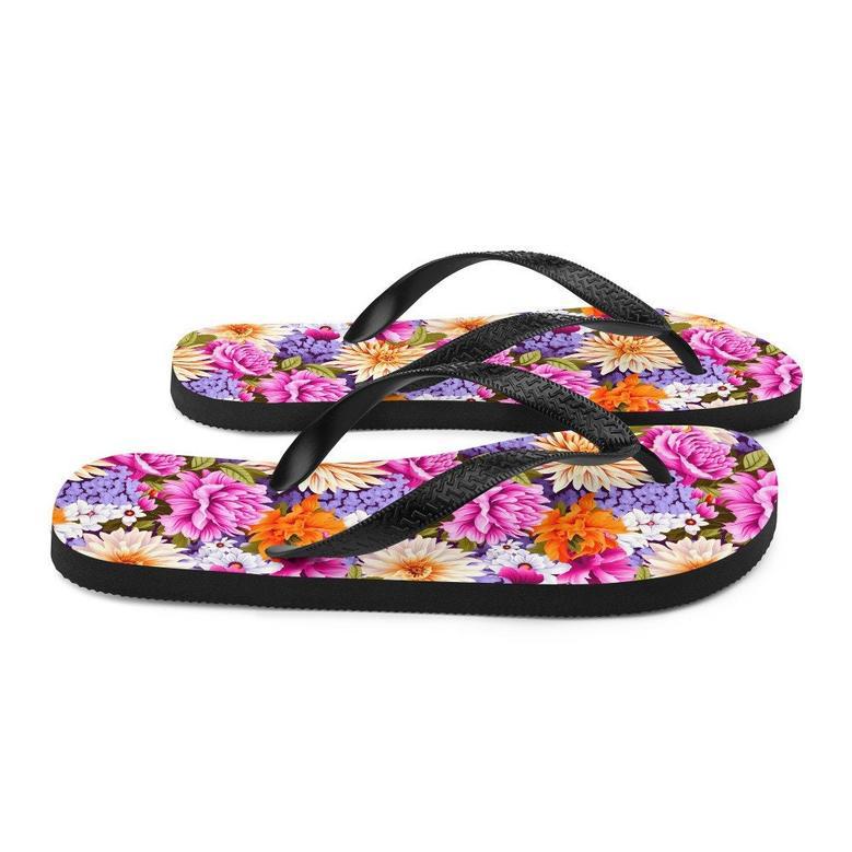 Multi-Color Floral Flip Flops