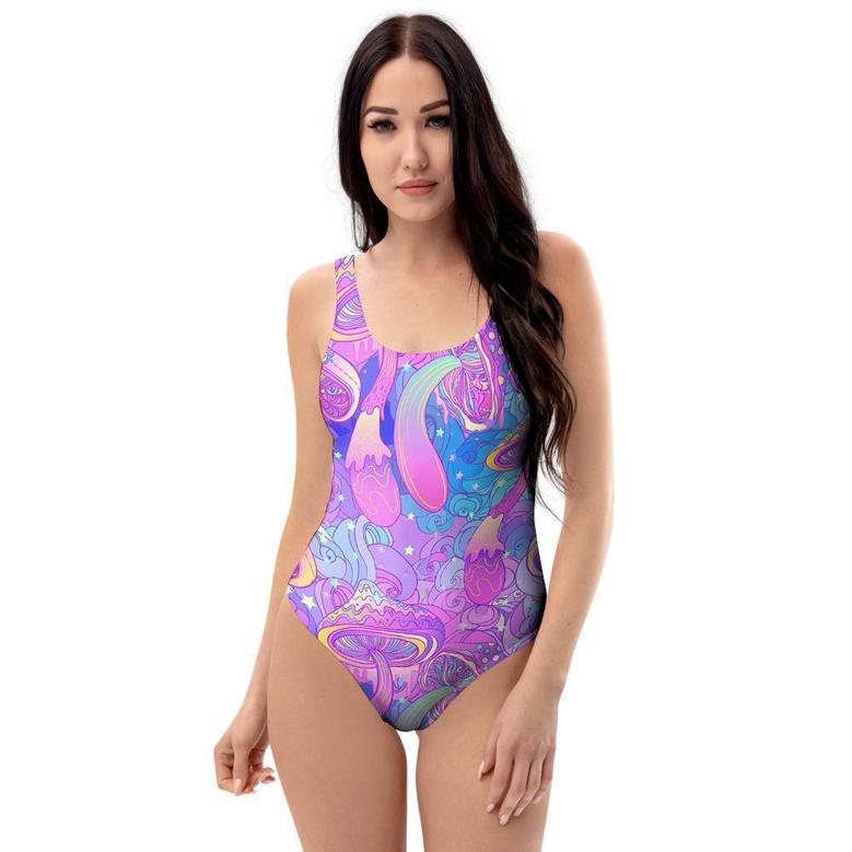 Mushroom Psychedelic Trippy One Piece Swimsuite