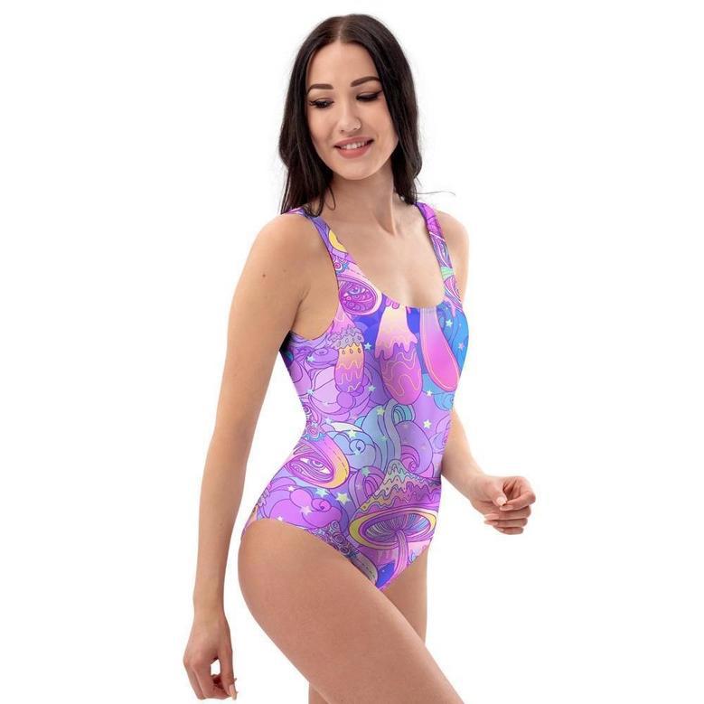 Mushroom Psychedelic Trippy One Piece Swimsuite