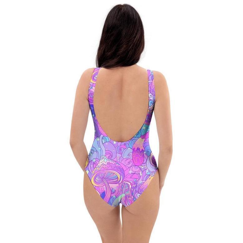 Mushroom Psychedelic Trippy One Piece Swimsuite