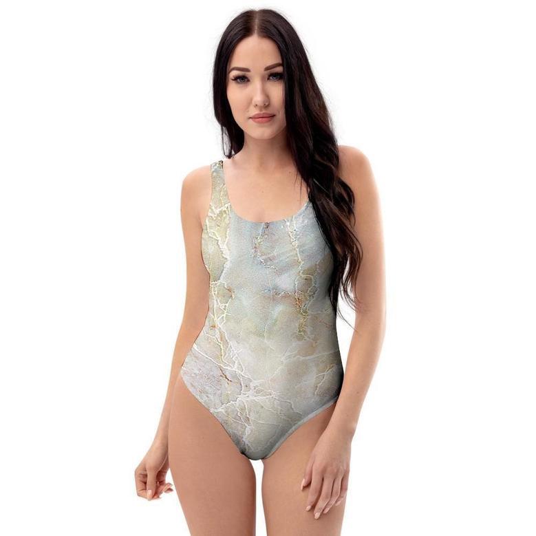 Natural Brown Marble One Piece Swimsuite