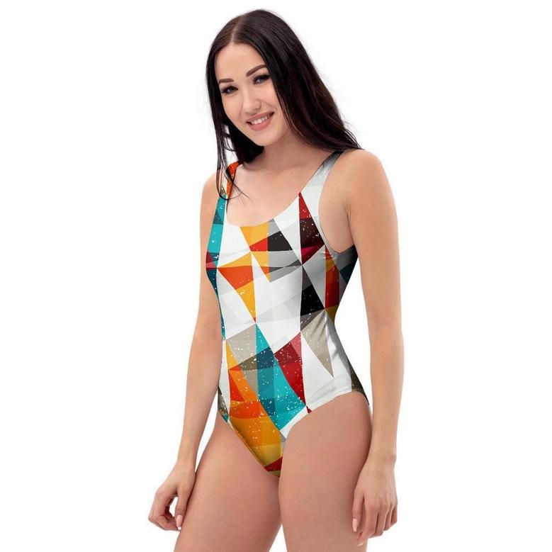 Neon Geometric One Piece Swimsuite