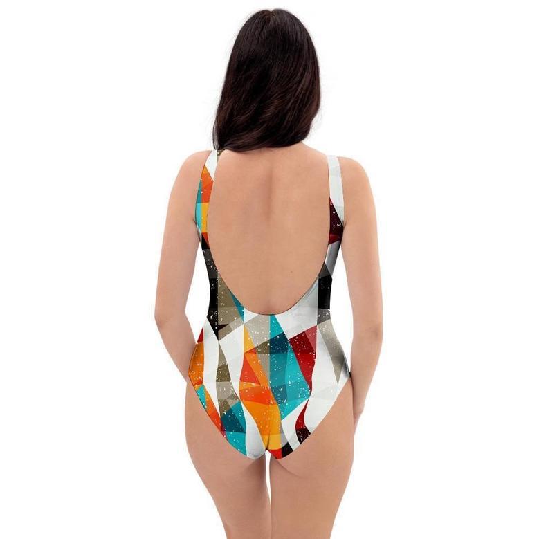 Neon Geometric One Piece Swimsuite