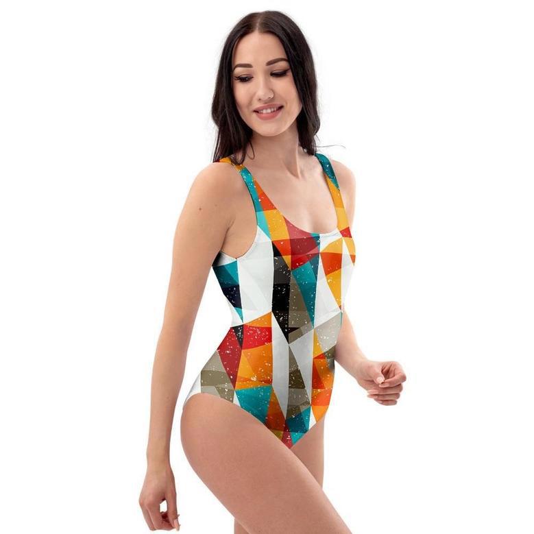 Neon Geometric One Piece Swimsuite