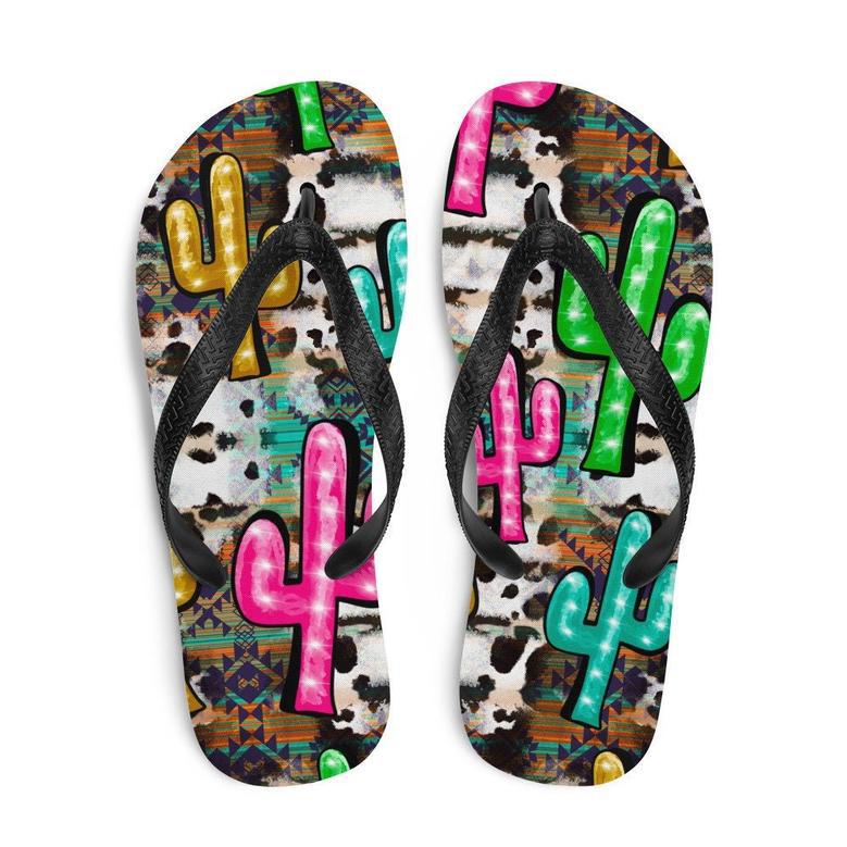 Neon Light Cactus Flip-Flops