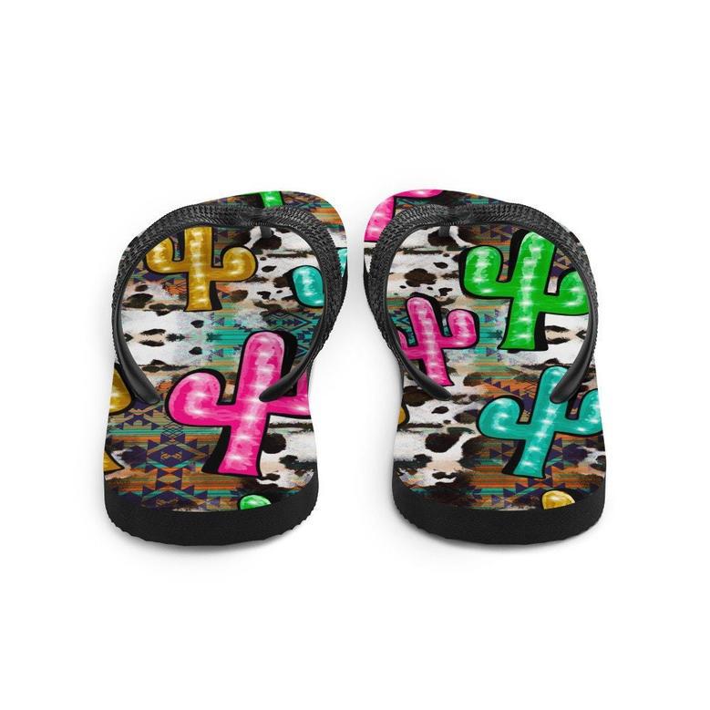 Neon Light Cactus Flip-Flops