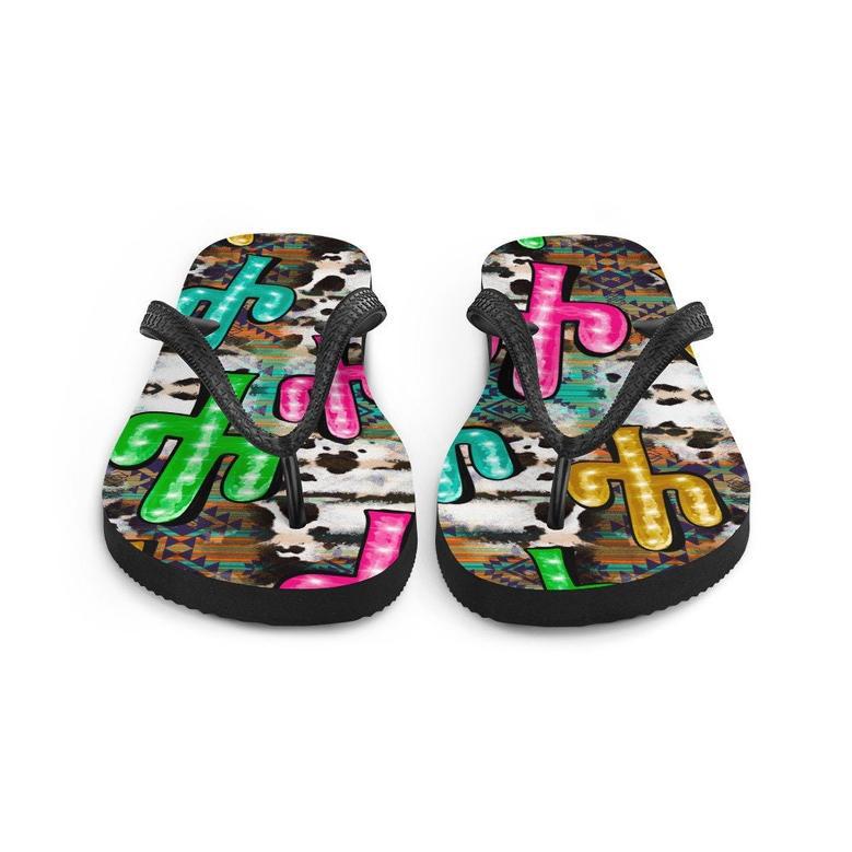 Neon Light Cactus Flip-Flops