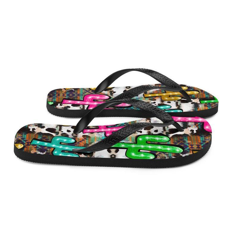 Neon Light Cactus Flip-Flops