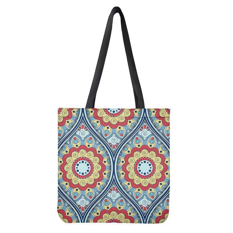 Pastel Ornament Mandala Print Tote Bag