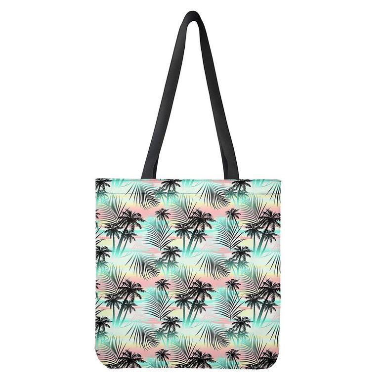 Pastel Palm Tree Pattern Print Tote Bag