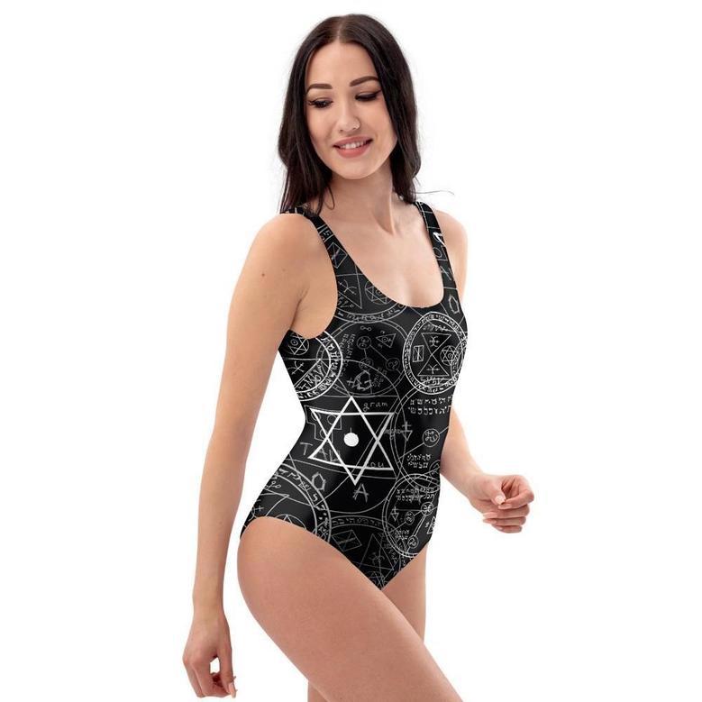 Pentagram Gothic Witch One Piece Swimsuite