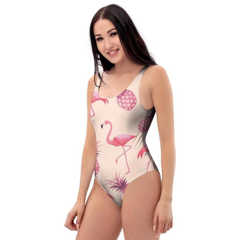 Pineapple Flamingo Print One Piece Swimsuite