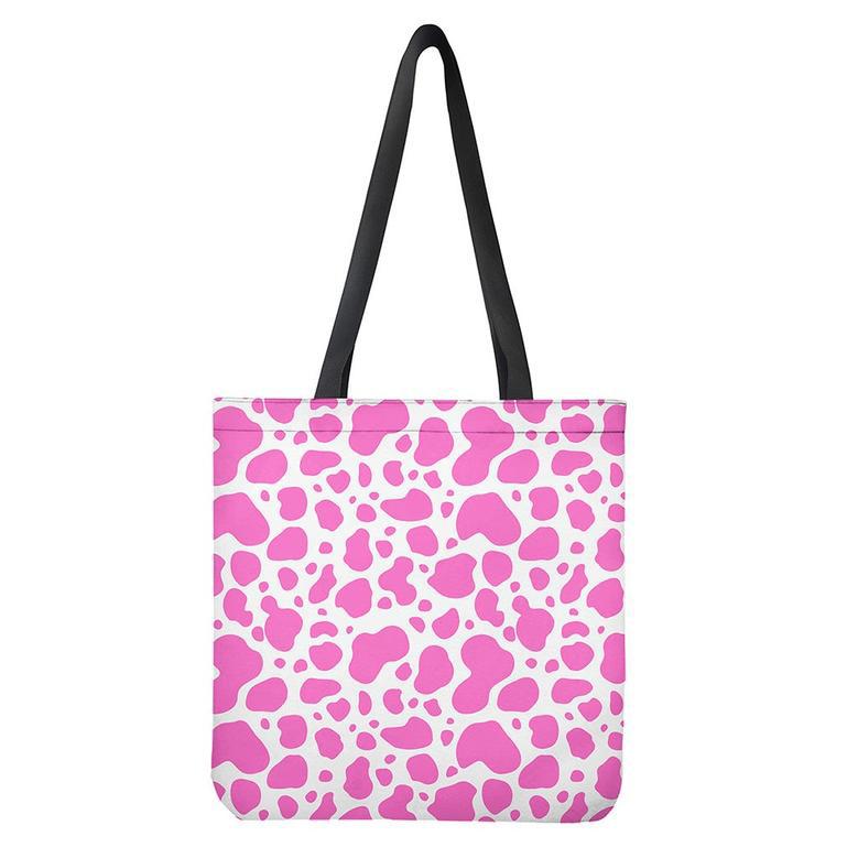 Pink And White Cow Print Tote Bag