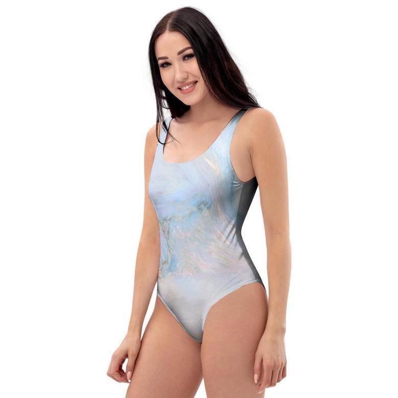 Pink Beige Marble One Piece Swimsuite