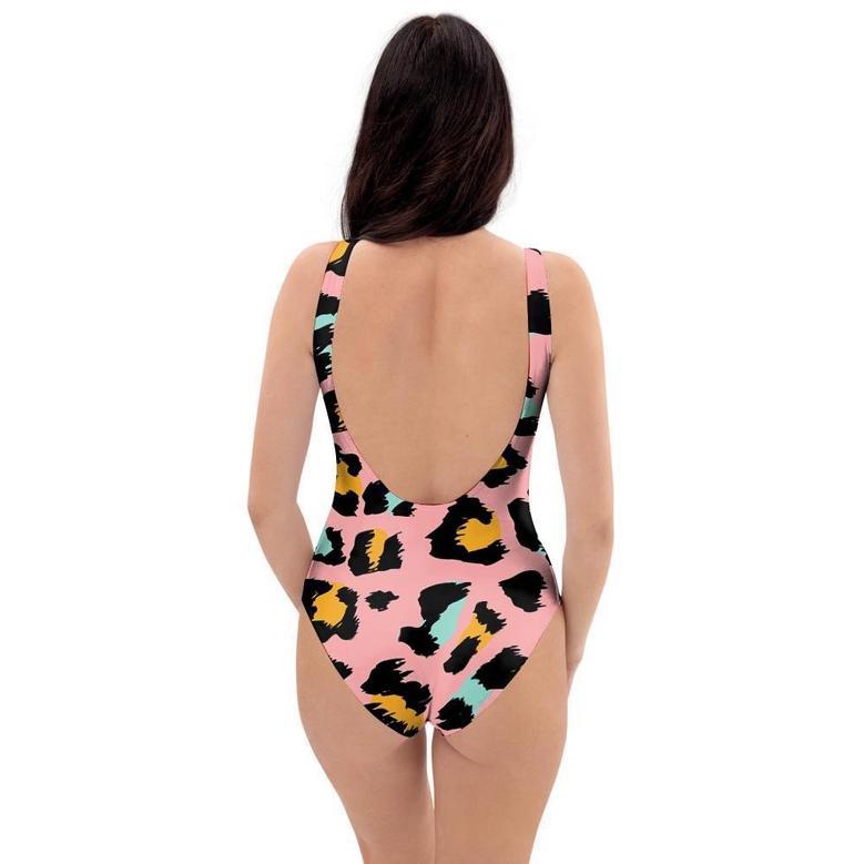 Pink Cheetah Print One Piece Swimsuite