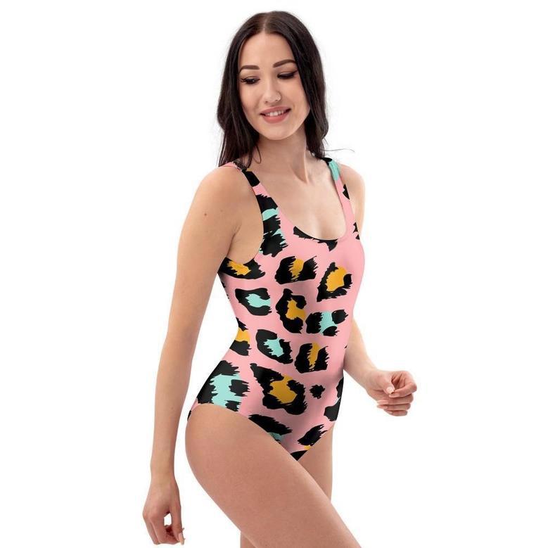 Pink Cheetah Print One Piece Swimsuite