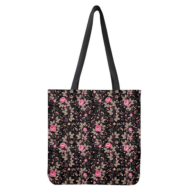 Pink Floral Flower Pattern Print Tote Bag