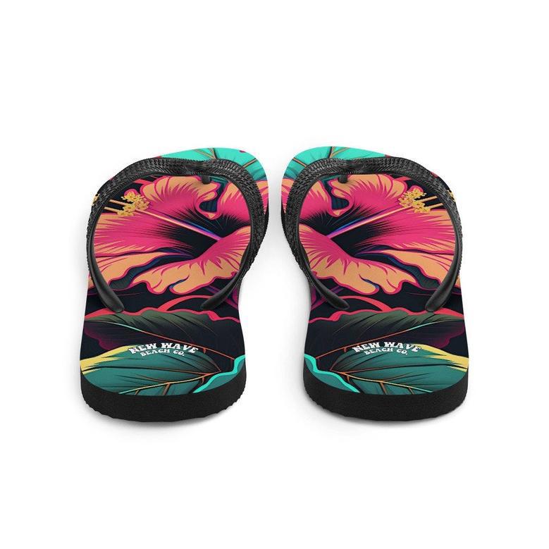 Pink Hibiscus Tropical Flower Flip Flops Colorful