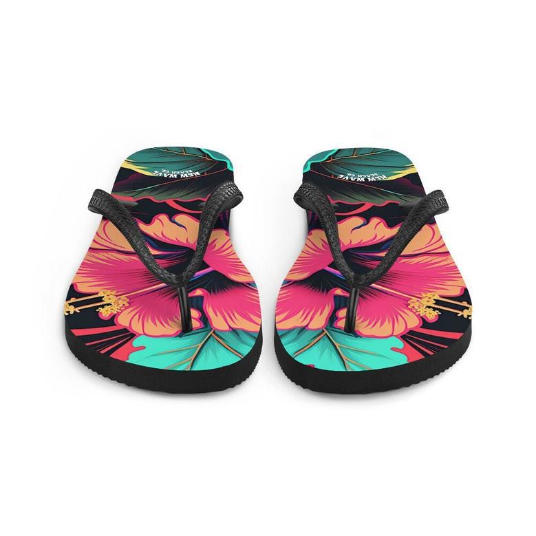 Pink Hibiscus Tropical Flower Flip Flops Colorful