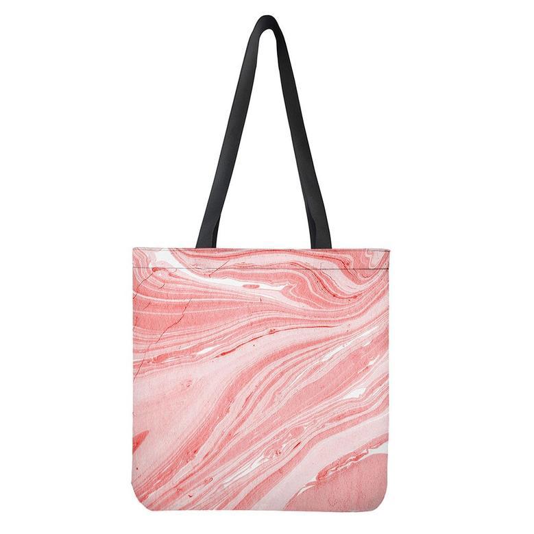 Pink Liquid Marble Print Tote Bag