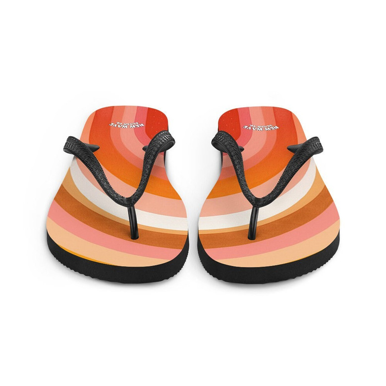 Pink Orange Retro Vintage Rainbow Arch Flip Flops Colorful