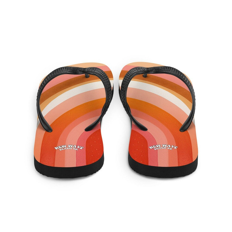Pink Orange Retro Vintage Rainbow Arch Flip Flops Colorful