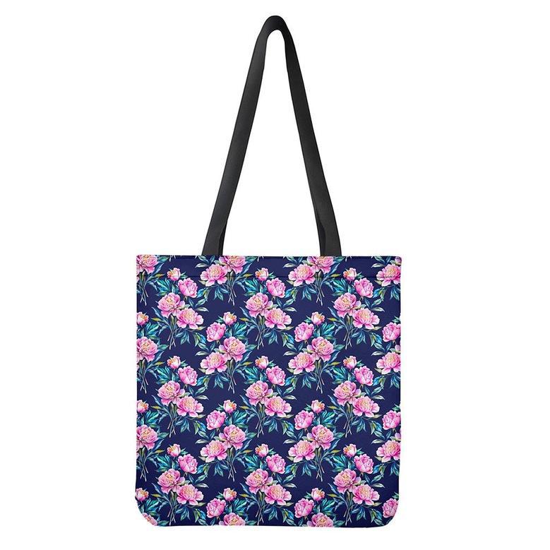 Pink Peony Floral Flower Pattern Print Tote Bag