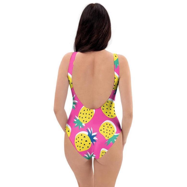 Pink Pineapple Print One Piece Swimsuite