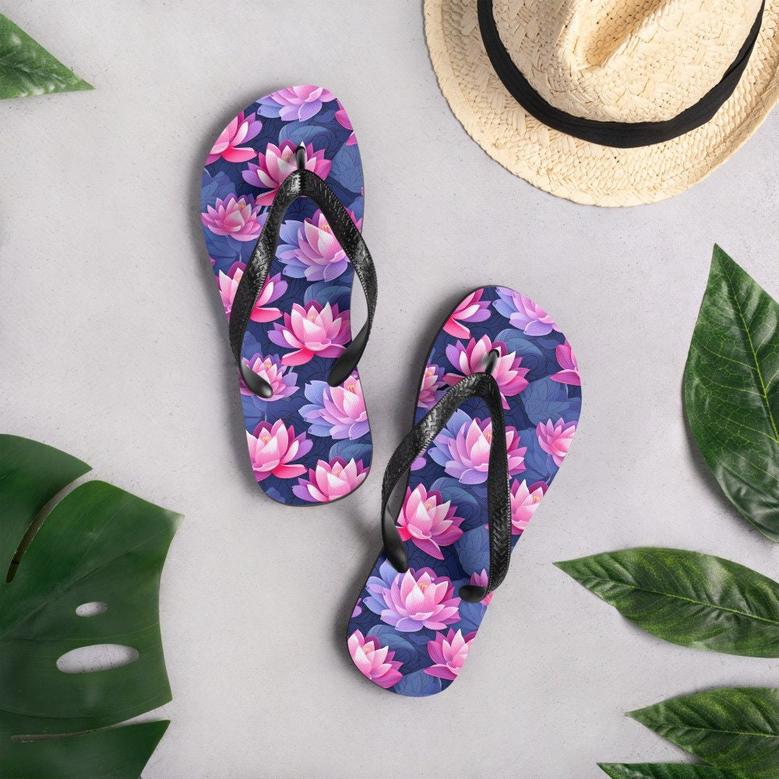 Pink & Purple Lotus Flip Flops