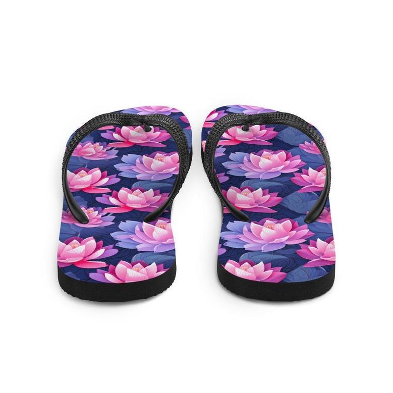 Pink & Purple Lotus Flip Flops